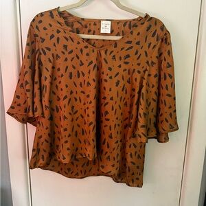 By Together Rust/Brown Patterned Blouse